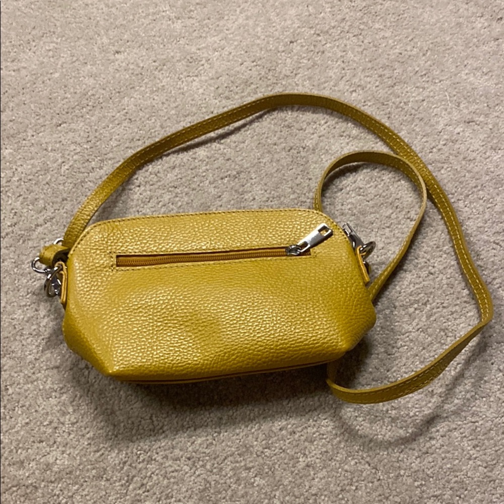 Yellow genuine leather Crossbody Bag
